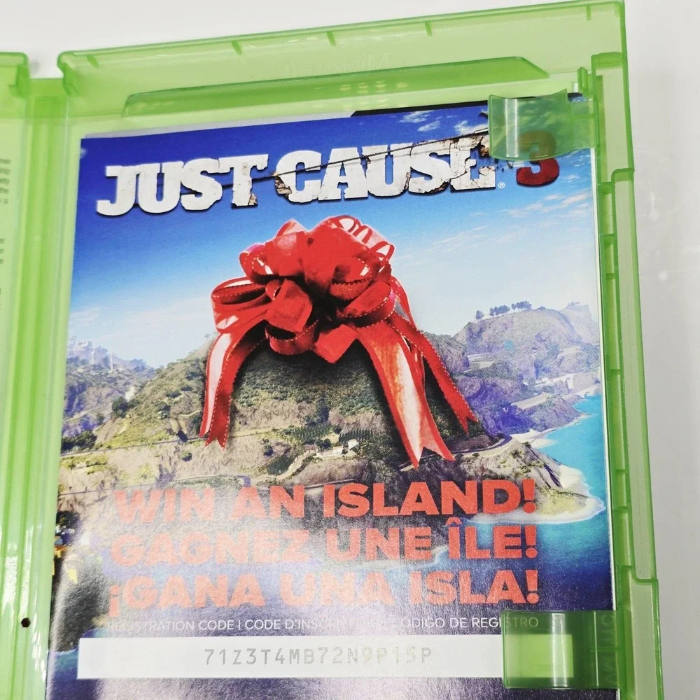 Just Cause 3 Xbox One Day One Edition Video Game Case Disc Insert Codes Square E